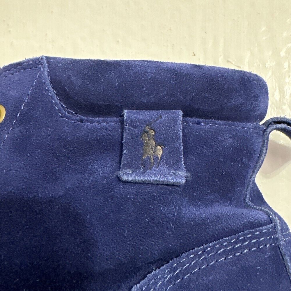 RARE Polo Ralph Lauren TEDD SZ 9.5 Blue Calf Suede Leather High Top Shoes - Picture 3 of 10